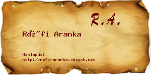 Réfi Aranka névjegykártya
