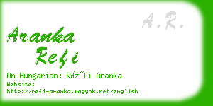 aranka refi business card